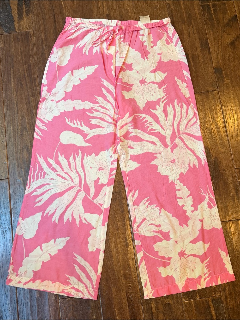 H&M Pink Tropical Floral Wide-Leg Pants - Size Small - Picture 2 of 5